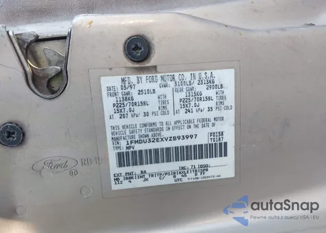 1997 Ford Explorer Eddie Bauer/Limited/Xl/Xlt from USA, damaged, VIN 1FMDU32EXVZB93997